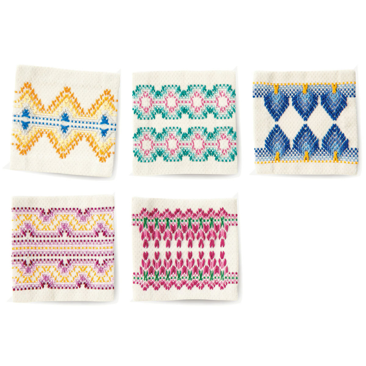 スウェーデン刺しゅうキット『カラフル』（コースター5枚1組）SW-17