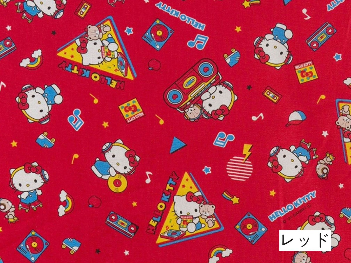 2025年新柄】ハローキティ オックス生地 『ミュージック柄』 - 手芸の