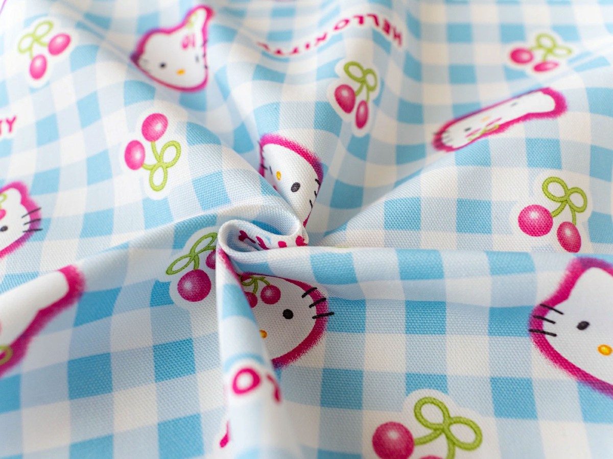 ハローキティ チェック生地『サクランボ柄』 - 手芸の丸十 オンライン