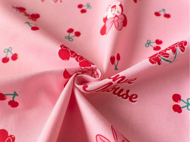 ミニーマウス 生地『チェリー柄』