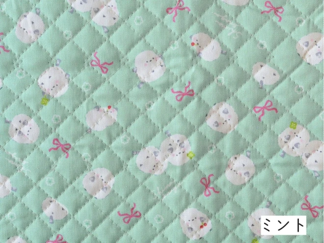 シマエナガ キルティング生地 『シマエナガとリボン』