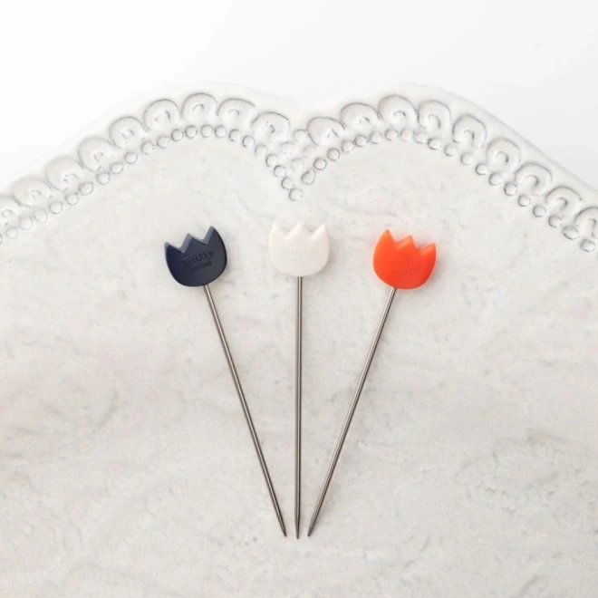 チューリップ形  ハート形 編み物用まち針 各3色（9本入り）