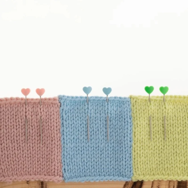 チューリップ形  ハート形 編み物用まち針 各3色（9本入り）