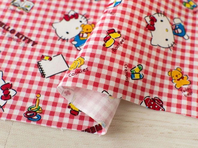 ハローキティ ギンガムチェック オックス生地  布 『KTギンガム』
