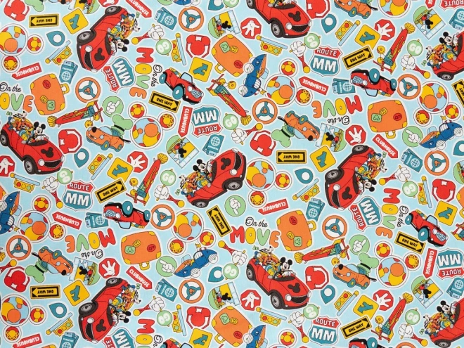 ミッキー＆フレンズ オックス生地 布『のりもの柄』