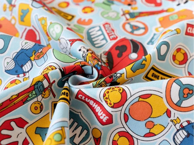 ミッキー＆フレンズ オックス生地 布『のりもの柄』