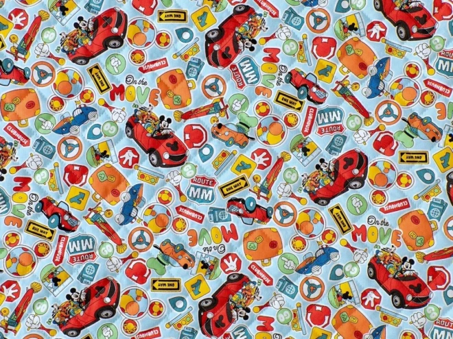 ミッキー＆フレンズ キルティング生地 布『のりもの柄』