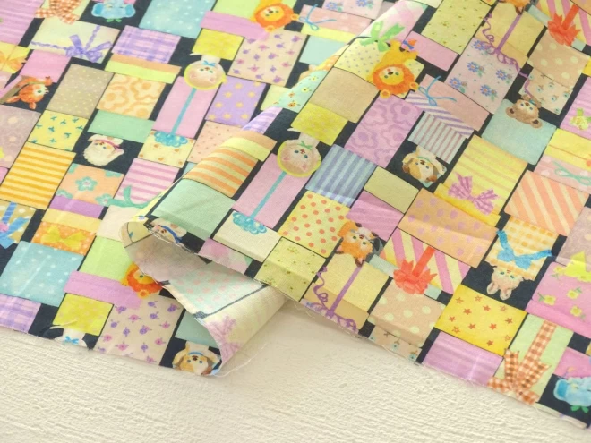 ユキエモン yukiemon 22fabric “パズル”【30cm以上10cm単位】(4th collection) 生地　コットン　60ローン　約108cm幅　日本製
