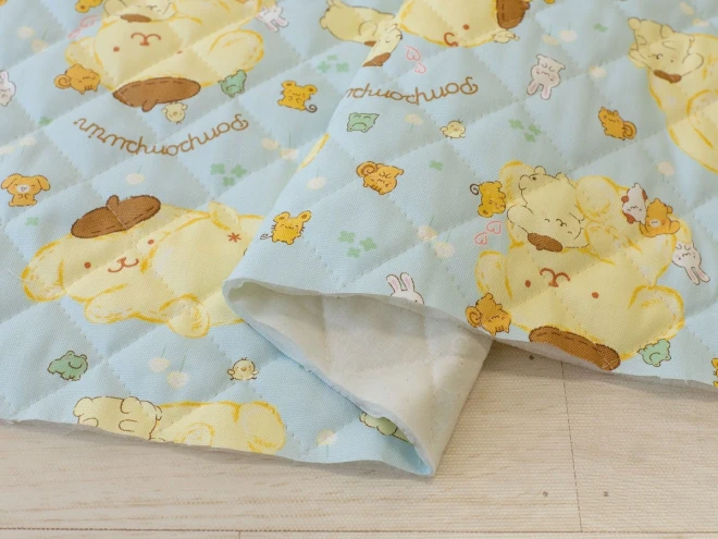 ポムポムプリン キルティング 生地  キルト『もふもふプリン柄』