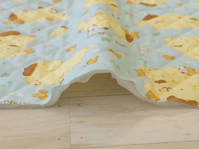 ポムポムプリン キルティング 生地  キルト『もふもふプリン柄』