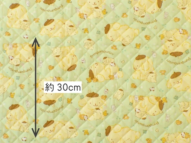 ポムポムプリン キルティング 生地  キルト『もふもふプリン柄』