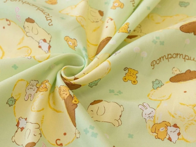 ポムポムプリン オックス生地 布『もふもふプリン柄』
