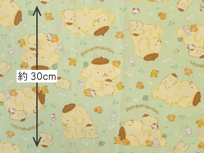 ポムポムプリン オックス生地 布『もふもふプリン柄』