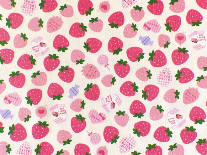 いちご柄 オックス生地 布『ストロベリーミルク』