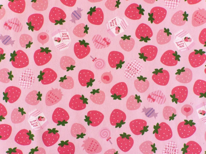 いちご柄 オックス生地 布『ストロベリーミルク』