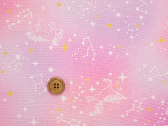 ゆめかわ オックスプリント生地『ユニコーンと星座』
