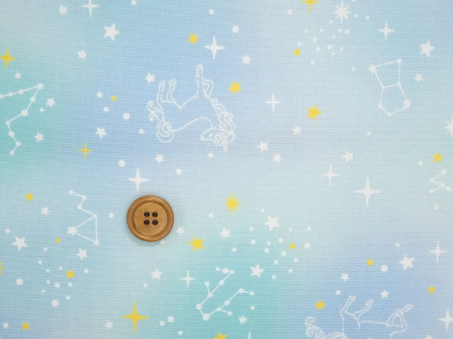 ゆめかわ オックスプリント生地『ユニコーンと星座』