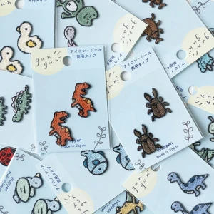 ワッペン 生き物 刺繍『gun gunワッペン』アイロン・シール両用接着