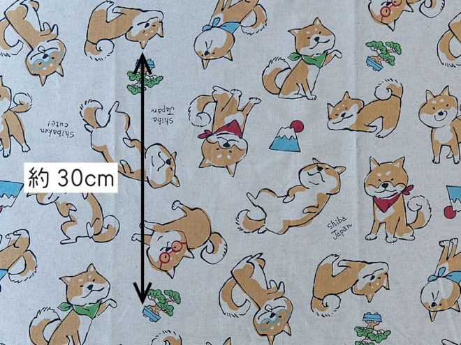 柴犬柄 『シバジャパン』 綿麻キャンバスプリント生地