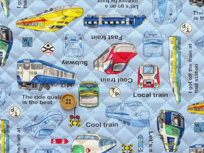 【手芸の丸十オリジナル】電車柄 キルティング生地『電車図鑑』