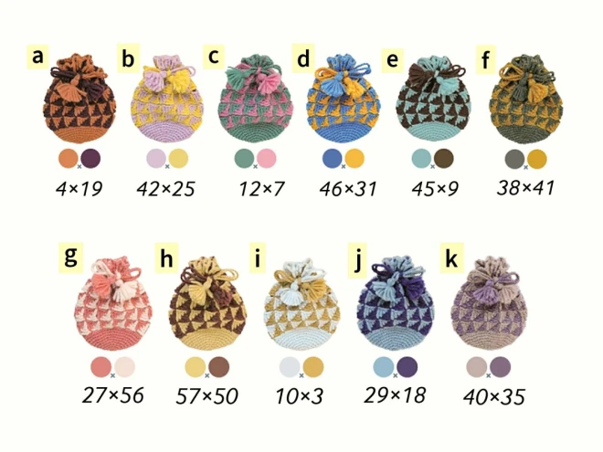 『ダブルデルタ模様の巾着キット』編み物 手芸 キット