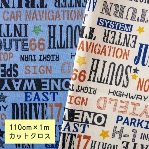 英字柄がかっこいいオックスプリント生地 【約110cm×1ｍカットクロス】