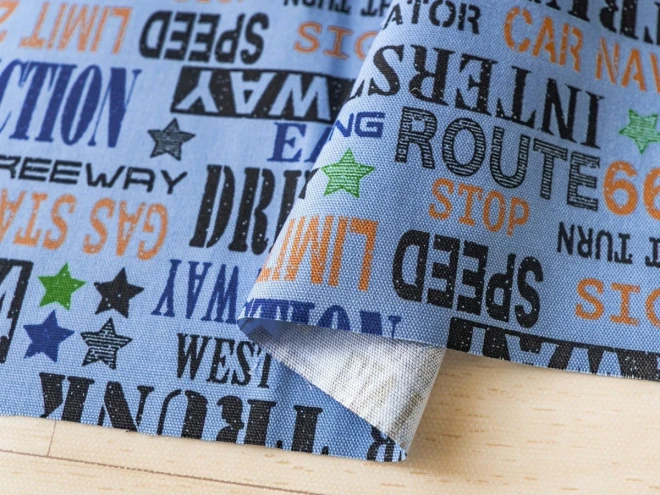 英字柄がかっこいいオックスプリント生地 【約110cm×1ｍカットクロス】