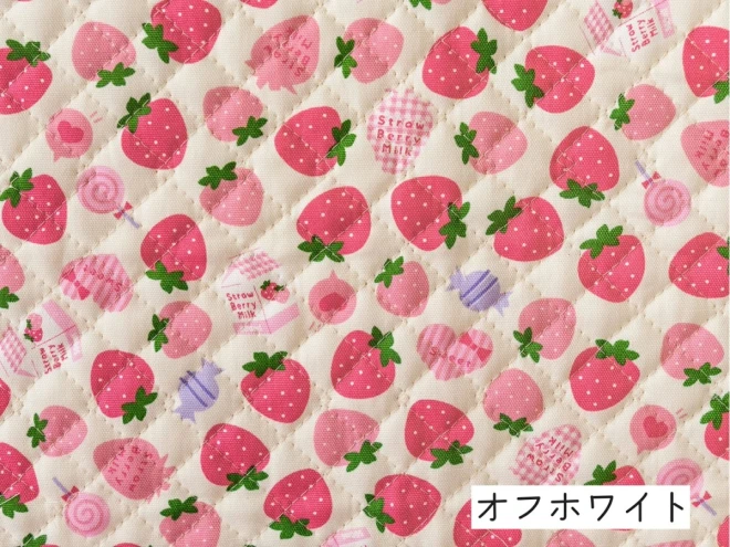 いちご柄 キルティング生地『ストロベリーミルク』
