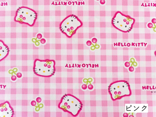 ハローキティ チェック生地『サクランボ柄』
