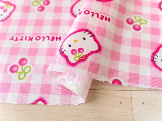 ハローキティ チェック生地『サクランボ柄』
